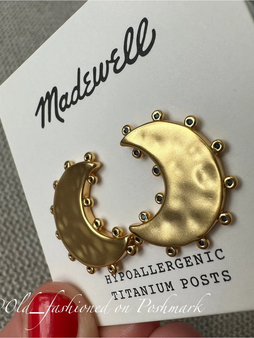 MADEWELL Celestial Crescent Moon Stud Earrings